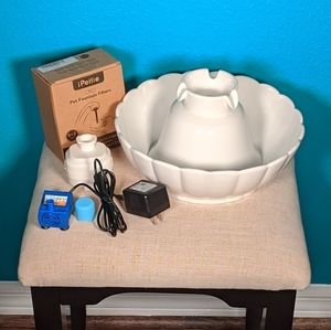 iPettie lotus ceramic cat pet fountain bundle